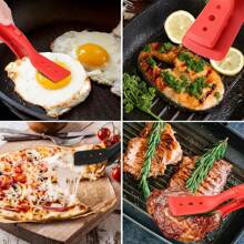 Versatile 2-In-1 Stainless Steel & Silicone Cooking Tongs - Heat Resistant, Adjustable Design For BBQ, Bread, Fish, Eggs, Steak, Pancakes & Salads - Non-Stick Kitchen Tool