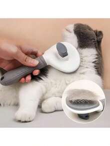1pc Dog Hair Brush, Cat Hair Brush, Flea Comb, Self-Cleaning Brush, Pet Deshedding Brush, Pet Grooming Brush, Pet Massage Brush, Deshedding Grooming Brush, Detangling Tool, Fur Collector, Auto Fur Removal Brush, Pet Cleaning Tool, Hair Collection Tool, Dog Brush, Cat Brush, Pet Deshedding Comb, Animal Accessories, Pet Supplies, Non-Slip Stainless Steel Dog Brush, Cat Accessories
