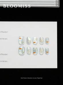 10 Pieces Of Handcrafted Press On Nails Short , Hand-Painted Production, Summer Nails, Reusable Fake Nails Nail Supplies Nails