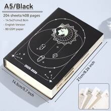 2025- 2026 English Planner, A5 Starry Sky Cover, With Annual /Monthly /Weekly/Daily Plan, 204 Sheets /408 Pages, Purple/Blue/Black/Pink/Gray, Suitable For Students Back To School And Office