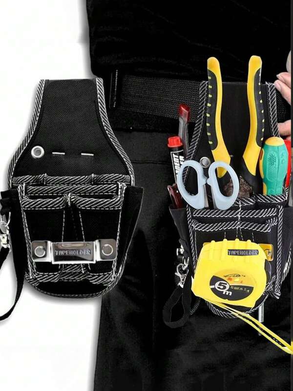 Waist Side Pockets, Tool Belt Bag, Drill Hammer Storage, Tool Waist And Tactical Belt Multi-Purpose Storage Bag, Outdoor Camping, Drill Screwdriver, Multi-Tool Kit, Bracket, Carpenter's Tool Bag Storage