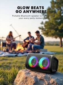 Kinglucky Enceinte sans fil avec caisson de basses, grande enceinte type boombox, enceinte stéréo, caisson de basses, enceinte sans fil pour l'extérieur, lumière de fête disco, TWS/MIC