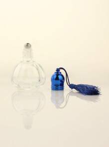 1pc|3pcs Pumpkin Shape 12ml Refillable Essential Oil Roller Bottle, Transparent Glass Perfume Liquid Stainless Steel Roll-On Empty Bottle With Tassel Cover, Blue