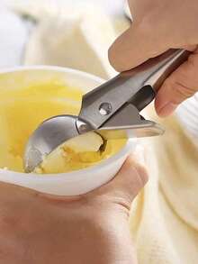 1pc Stainless Steel Double-Sided Ice Cream Scoop And Spoon, Multifunctional Ice Cream Digging Tool, Silver Color