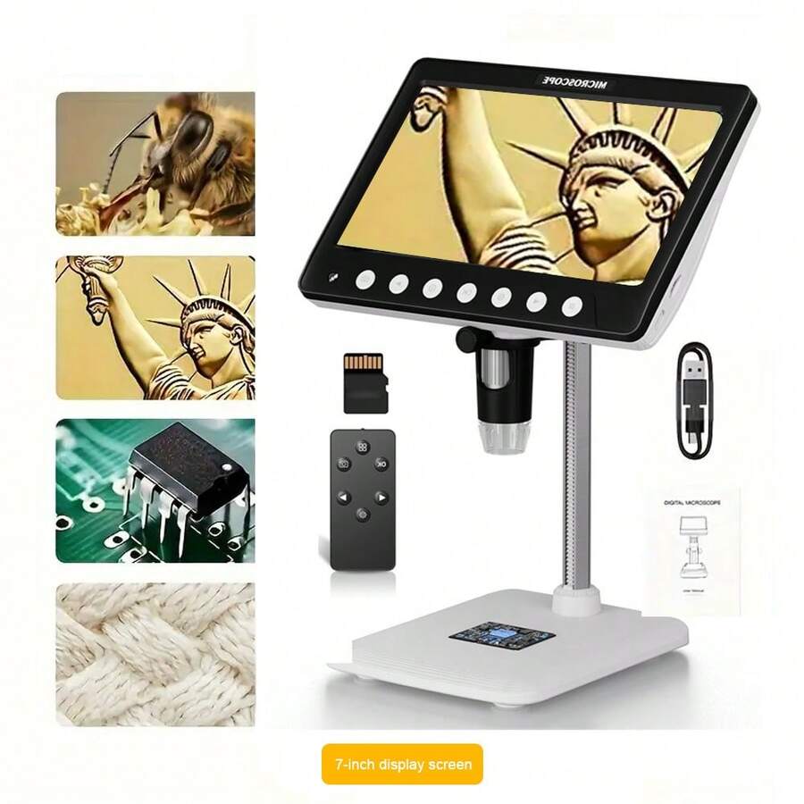 7-Inch/ 4.3-Inch Digital Microscope 1000X Magnification IPS LCD Digital Microscope - High-Definition Coin Collector's Tool With 8 Adjustable LEDs, Windows Compatible, Ideal For Adults And Hobbyists - 1200X - View 1