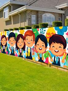 Back To School Scene Decoration Props, Classroom & Campus Decorative Banner, Creative Campus Atmosphere Background - Multicolor - View 4