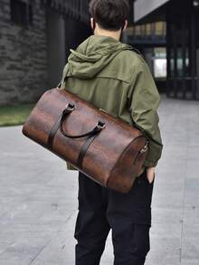 1pc Minimalist Crocodile Leather Texture Travel Bag, Can Be Carried By Hand Or Crossbody, Suitable For Business Travel, Travel, Back To School, Moving Travel Storage Bag Travel Gear Airport Travel Goods Clothes Duffel Bag Creative Boys Gifts Boyfriend Dad Birthday Gifts Bag For School School Accessories School Stuff - Multicolor - View 11