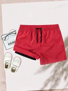 Shorts de baño para niño con cintura de cordón y unicolor