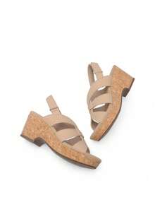Women's Wedge Sandals Comfortable Open Toe Platform Casual Dressy Cork Summer Dress Shoes - Apricot - View 10