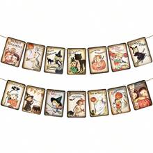 14 件/套万圣节节日装饰不给糖就捣蛋横幅，复古风格南瓜猫万圣节悬挂横幅家居装饰彩旗花环，万圣节派对装饰万圣节装饰秋季装饰房间装饰秋季装饰