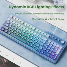 HP K360 Pro Mechanical Keyboard 98-Key Compact Layout RGB Colorful Backlight E-Sports Level Response Speed Multimedia Shortcut Keys Full Key Anti-Ghosting Game/Office Dual Mode - Gradient Purple [single Keyboard] Side Engraving - View 3