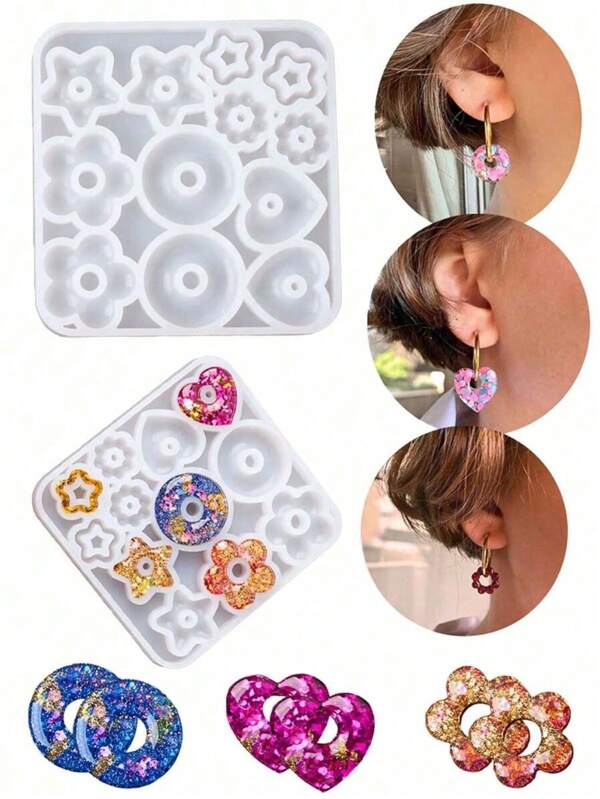 1 pièce Moule en résine époxy UV 3D pour pendentifs et boucles d'oreilles, moule de couronnes de fleurs fait main pour la fabrication de bijoux et d'accessoires, outils de bijouterie