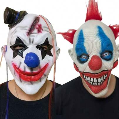 1 pieza Máscara de Payaso de Halloween, Máscara de Látex Aterradora, Maquillaje de Disfraz de Payaso Divertido para Mascarada, Escape Room de Casa Embrujada
