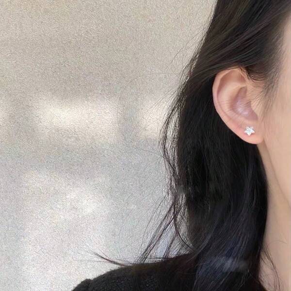 1 Pair Fashionable S925 Silver Minimalist Star Stud Earrings, Delicate Design Suitable For Women, Daily Wear, Date, Party