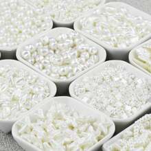 10/30/50/100pcs White Acrylic Beads With Butterfly, Heart, Clover, Water Drop Shapes, Perforated Spacer Beads For DIY Jewelry, Accessories, Hair Decoration, Earrings, Garments, Phone Chains