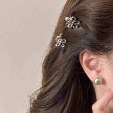 12 piezas/4 piezas Clips de metal con forma de flor, lindos mini clips para el flequillo/lateral, adecuados como accesorios para el cabello para uso diario, elegantes ganchos para el cabello de moda
