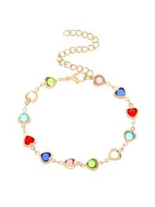 1 Peça Pulseira Colorida com Formato de Coração, Adequada para Uso Diário e Feriados de Mulheres, Cor do Coração Aleatória