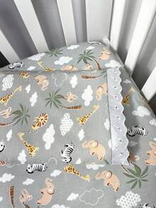 Laura Baby 2-Piece Sheet Set For American Standard Crib Or Mini Crib 100% Cotton - 狩獵灰 - 查看 3