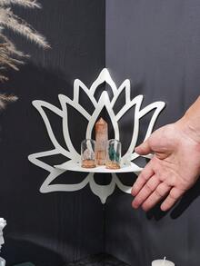 1pc/2pcs DIY Assembly Floating Shelf/Shelves, Minimalist Lotus Shape Wall Mounted Display Racks, Black/White, (Nails Not Included), Suitable For Candle Holder, Home Decor Corner Shelf, Crystal Stone Display Rack, Living Room Shelves - Multicolor - View 9