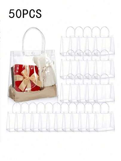 50 piezas Juego de bolsas de regalo transparentes de PVC a prueba de agua, 10 piezas, perfectas para regalos de boda, fiesta y festival de damas. Bolso transparente aprobado para estadios, ideal para conciertos, eventos deportivos y festivales. Bolsa transparente y a prueba de agua perfecta para verano, vacaciones y playa, bolsas de regalo de Navidad.