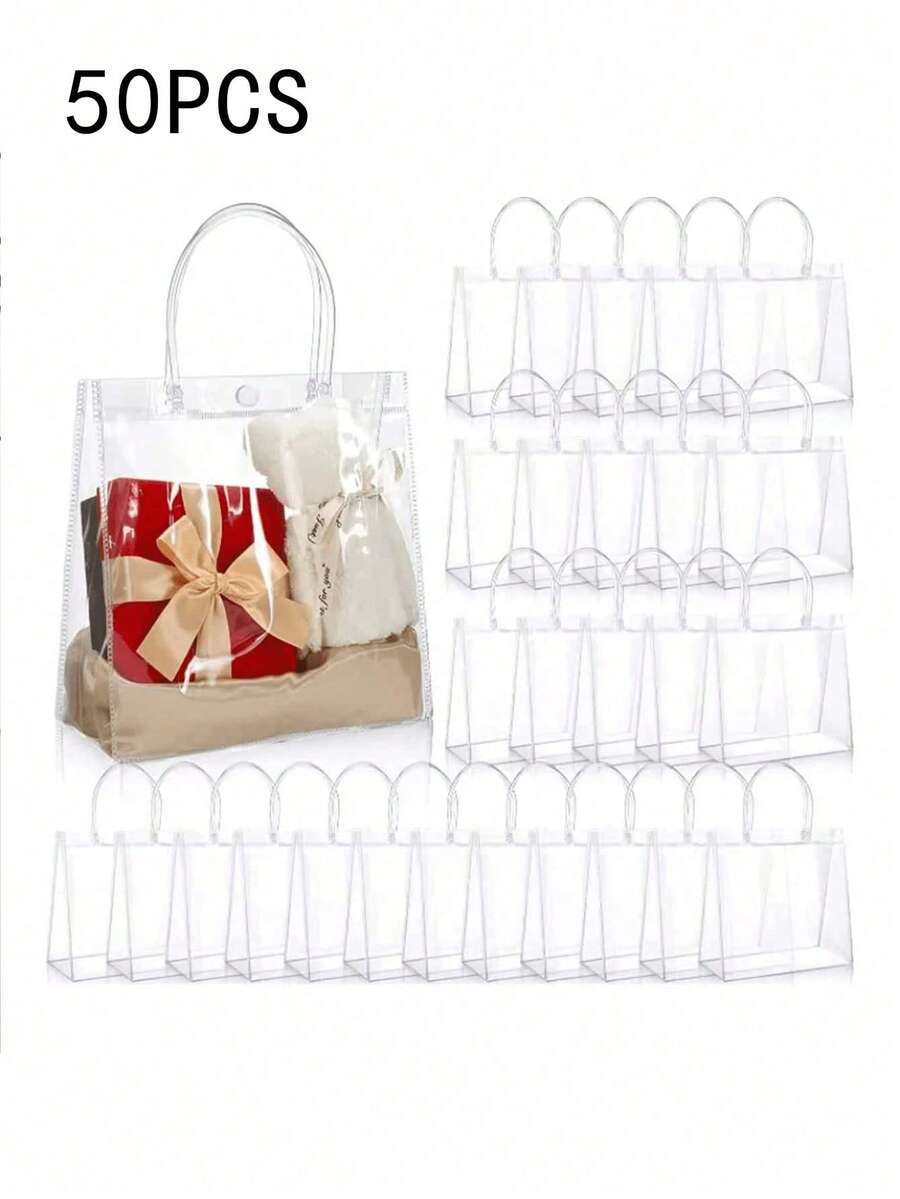 50 piezas Juego de bolsas de regalo transparentes de PVC a prueba de agua, 10 piezas, perfectas para regalos de boda, fiesta y festival de damas. Bolso transparente aprobado para estadios, ideal para conciertos, eventos deportivos y festivales. Bolsa transparente y a prueba de agua perfecta para verano, vacaciones y playa, bolsas de regalo de Navidad. - Multicolor - Ver 1