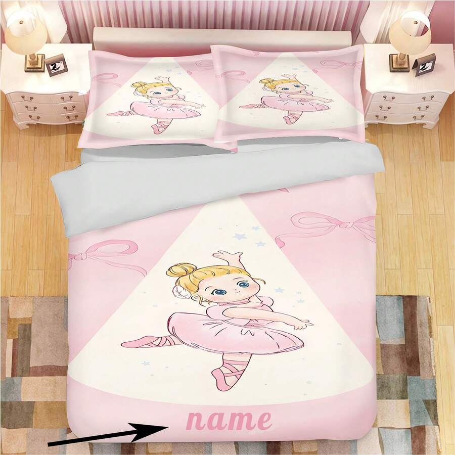 Juego de 3 cubrecamas personalizados súper lindos con impresión digital de bailarines bailando, cubrecamas de poliéster para niños, en colores brillantes que no se desvanecen, con un estilo de dibujos animados lindos para niños pequeños - Multicolor - Ver 1