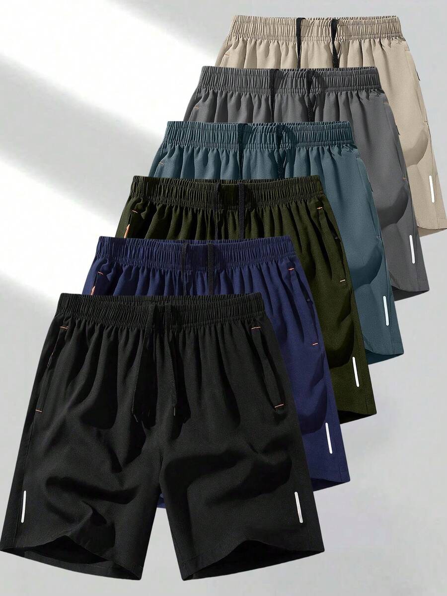 1pc Men's Sports Shorts, Lightweight Breathable Quick-Dry Elastic Workout Running Shorts, Spring/Summer Black