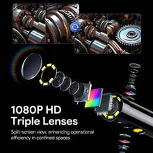 4.5" IPS Screen Endoscope Camera With Lights, 1080P Sewer Inspection Camera & Split Screen, 180° Rotation, IP67 Snake Cable, Gadget For Automotive Mechanical Repair 1M - Black - View 5
