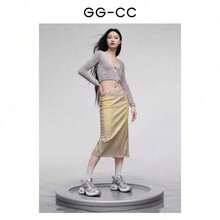 GG-CC Giày thể thao đế dày màu bạc thời trang mùa hè GGCC, giày thể thao thường ngày cho nữ - Bạc - Xem 7