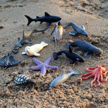 12PCS Marine Animal Image Model Toys, Killer Whales, Sharks, Blue Whales And Other Marine Animals, Marine Life Toys Doll Educational Toys, Cake Decorations, Halloween Gifts, Christmas Gifts