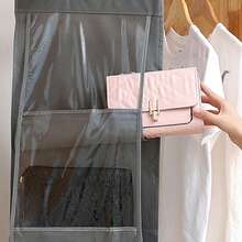 6/8 Grid Double-Sided Hanging Bag Storage With Six Layers Transparent Bedroom Closet Organizer Dust Bag For Home Organization