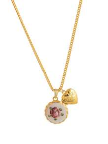 1pc INS Fashionable Vintage Oil Painting Floral Pendant Necklace, Anti-Oxidation, 18K Gold Plated. Suitable For Vacation And Daily Wear. Women Jewelry. - Multicolor - View 12