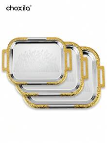 choxila 3 szt./zestaw tacek z wzorem pszenicy - wielofunkcyjna tacka do serwowania i przechowywania deserów, przekąsek, kawiarek, czajników i kubków, idealny prezent świąteczny dla rodziny i przyjaciół, idealna do salonu, sypialni, kuchni, popołudniowej herbaty lub do użytku w hotelu