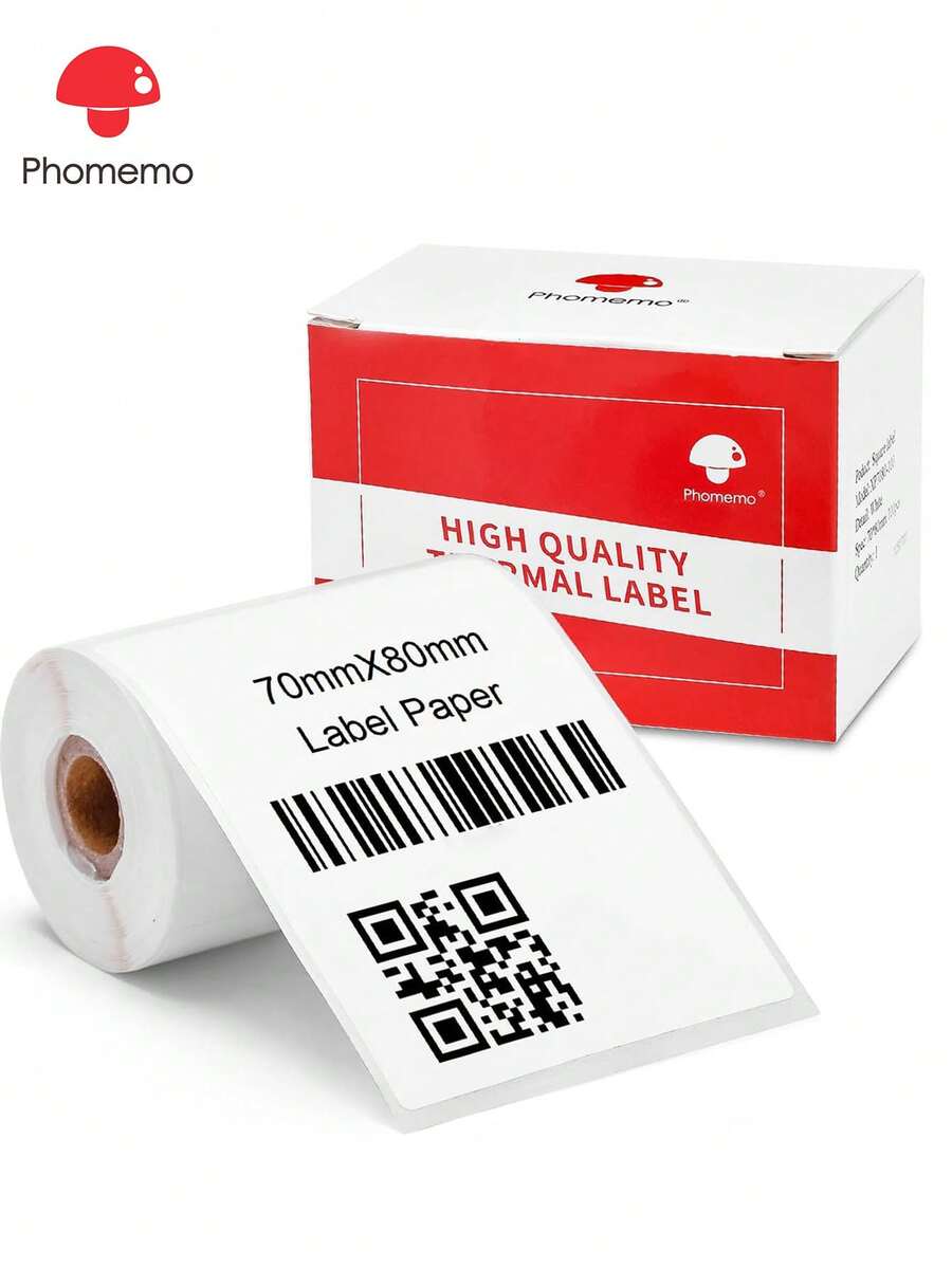 Phomemo 1 Roll Thermal Label Paper, White Square Labels, 2.75 Inch X 3.14 Inch (70 X 80 Mm), 100 Labels/Roll, Compatible With Phomemo M220/M250/M200/M221/M260 Thermal Label Printers, Multipurpose White Self-Adhesive Label Paper For Addresses, Logistics, Small Businesses, Etc. - White(70X80mm) - View 1
