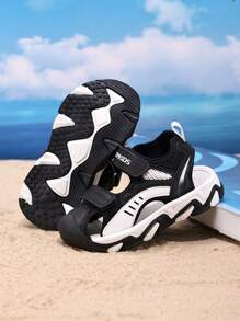 1 par de sandalias deportivas de playa con puntera cerrada para niños/niños pequeños, zapatos de verano de suela blanda para niños y niñas