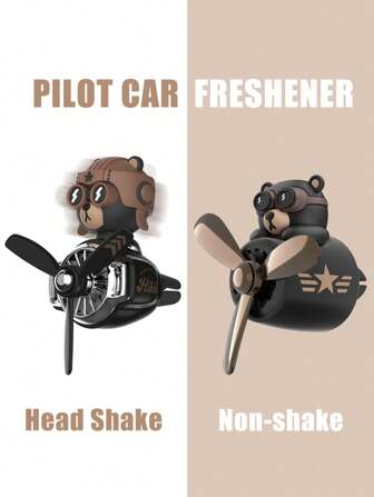 Rotation Car Air Fresheners Wind Power Rotating Propeller Cool Fun Pilot Cartoon Bear Dog Husky Vehicle Air-Conditioning Vent Clip Solid Air Freshener Fragrance Diffuser Airplane Plane Aircraft Decors Automotive Dashboard Ornaments Fan Aroma Pendant Windmill Outlet Interior Accessories Decorations For Men Scent Flavor Fresh Smell