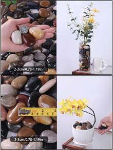 Black Pebbles Suitable For Home And Garden Decoration -0.3-3 Cm, Multi-Color Stones (White, Black, Multi-Color, Yellow) Suitable For Indoor Plants, Outdoor Landscapes, And Holiday Decorations - Perfect For Vases, Glass Containers, Fish Tanks, Aquariums, Succulents, Flower Pot Plant Decorations, As Well As Outdoor Terraces