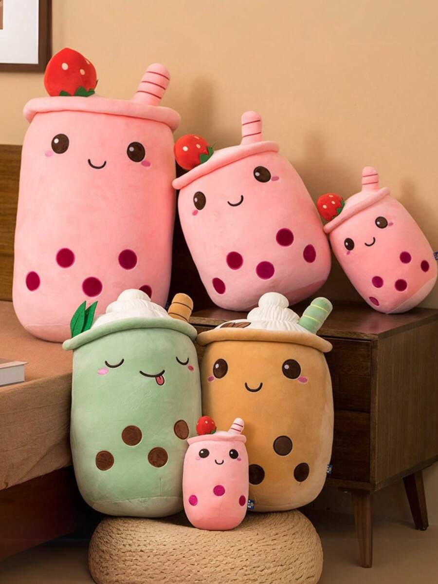 Adorable peluche de 60 cm de taza de boba (té con leche de burbujas) - Muñeco de peluche en forma de taza de té rellena, diseño de dibujos animados con caras sonrientes, suave y acogedor para niños, regalo perfecto para el Día de San Valentín, Pascua, Halloween, Navidad, decoración para la hora del té