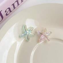10/20/30 piezas Mezcla de colores aleatorios - Cuentas de estrella de mar chapadas en colores cambiantes - Pequeños aditamentos marinos brillantes y transparentes con agujeros pasantes para manualidades de joyería, cadenas de teléfono, pulseras y llaveros, proyectos de cuentas, diseño de cuentas iridiscentes, material de cuentas duradero