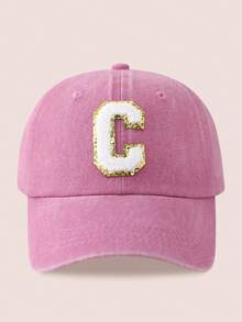 1 chiếc mũ bóng chày in 26 chữ màu hồng cho trẻ em, thích hợp cho bé trai/bé gái mặc ngoài trời hàng ngày để bảo vệ khỏi ánh nắng mặt trời - Nhãn Vàng-Màu Hồng - Xem 18