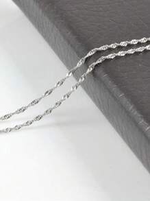 1pc Stainless Steel Water Wave Chain Necklace For Women, Gift For Festival/Party/Daily Wear, Hypoallergenic Jewelry