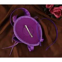 Derby Fascinators Women High Tea Party Hat Wedding Cocktail Flower Headware With Mesh And Feathers - Y-purple - View 5
