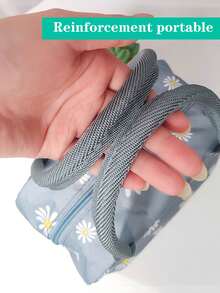 1pc Insulated Lunch Bag Daisy Flower Pattern, Suitable For Students, Camping, Hiking, Large Capacity Food & Fruit Storage, Suitable For Students & Office Workers