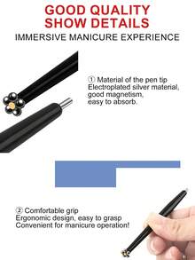 Suprimentos para unhas, tecnologia em unhas, suprimentos para tecnologia em unhas, esmalte em gel olho de gato 3D, ferramenta magnética com ímãs de unha/ímã de olho de gato com ponta dupla, caneta magnética multifuncional sofisticada, cola em olho de gato 3D, pedra magnética especial para salão de beleza, usada para sucção, bola de aço, suprimentos para unhas, ferramentas para unhas, ferramentas para nail art, volta às aulas, unhas, ferramentas para unhas postiças - Preto - Ver 7