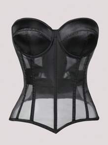 Haut corset polyvalent noir, transparent et sexy, pour la taille pour femme