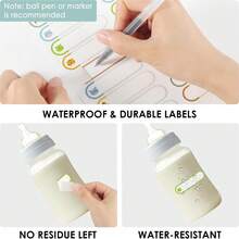 40/100 件防水可移除婴儿奶瓶标签，无残留，日托姓名贴纸，适用于婴儿和儿童，适用于学校用品，返校 - 彩色 - 查看 6