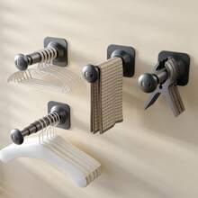 Percha de succión ajustable sin perforación, gancho de almacenamiento montado en la pared y el balcón, diseño telescópico con perilla, percha de suspensión multifuncional, percha montada en la pared, percha de secado, percha de succión, artefacto de almacenamiento, percha telescópica multifuncional montada en la pared del balcón del hogar, percha telescópica portátil de almacenamiento, adecuada para el hogar y los viajes