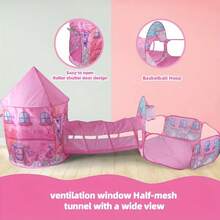 1件装粉色独角兽城堡三合一儿童帐篷，游戏屋球池隧道，可折叠便携收纳帐篷玩具，带围栏，适合室内/室外、沙滩玩耍，生日礼物（不含球），圣诞装饰 - 彩色 - 查看 7