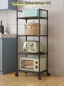 1 pieza Estantería de almacenamiento de cocina de 3-6 niveles, organizador de especias para horno microondas, estantería rodante de varios niveles para el piso - Multicolor - Ver 4