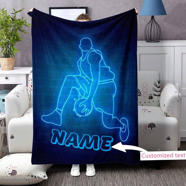 1 cobertor personalizado com design de jogador de basquete, supermacio e confortável, de flanela de alta definição, com impressão digital, ideal para quarto, sala de estar, sofá, escritório, viagens e para presentear